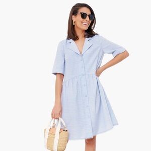 Tuckernuck Women's Short Sleeve Blue Swiss Dot Royal Shirt Dress Sz. XS